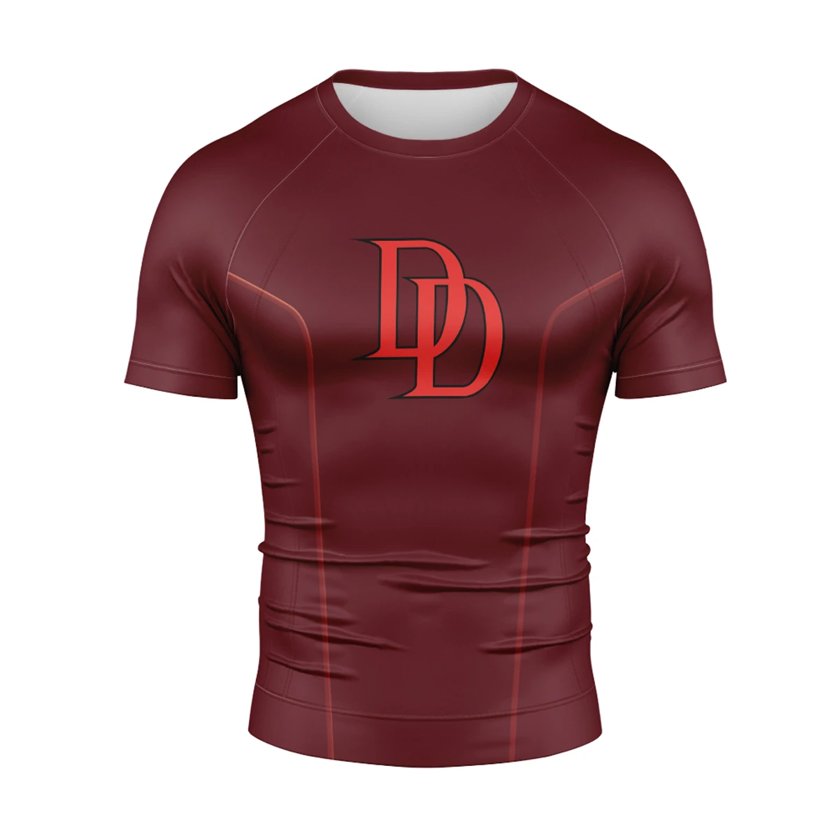 Burgundy custom short sleeve compression shirt design example
