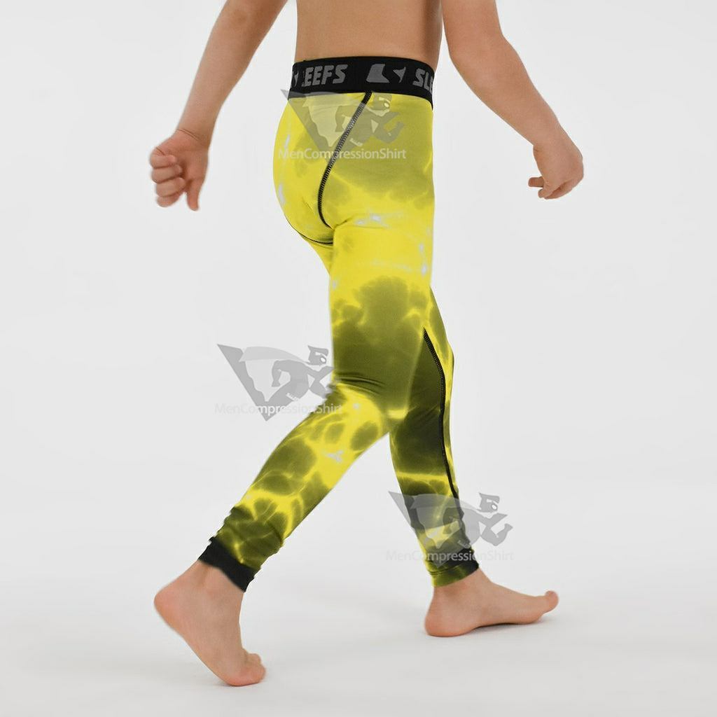 Electric Yellow Kids Compression Tights Leggings
