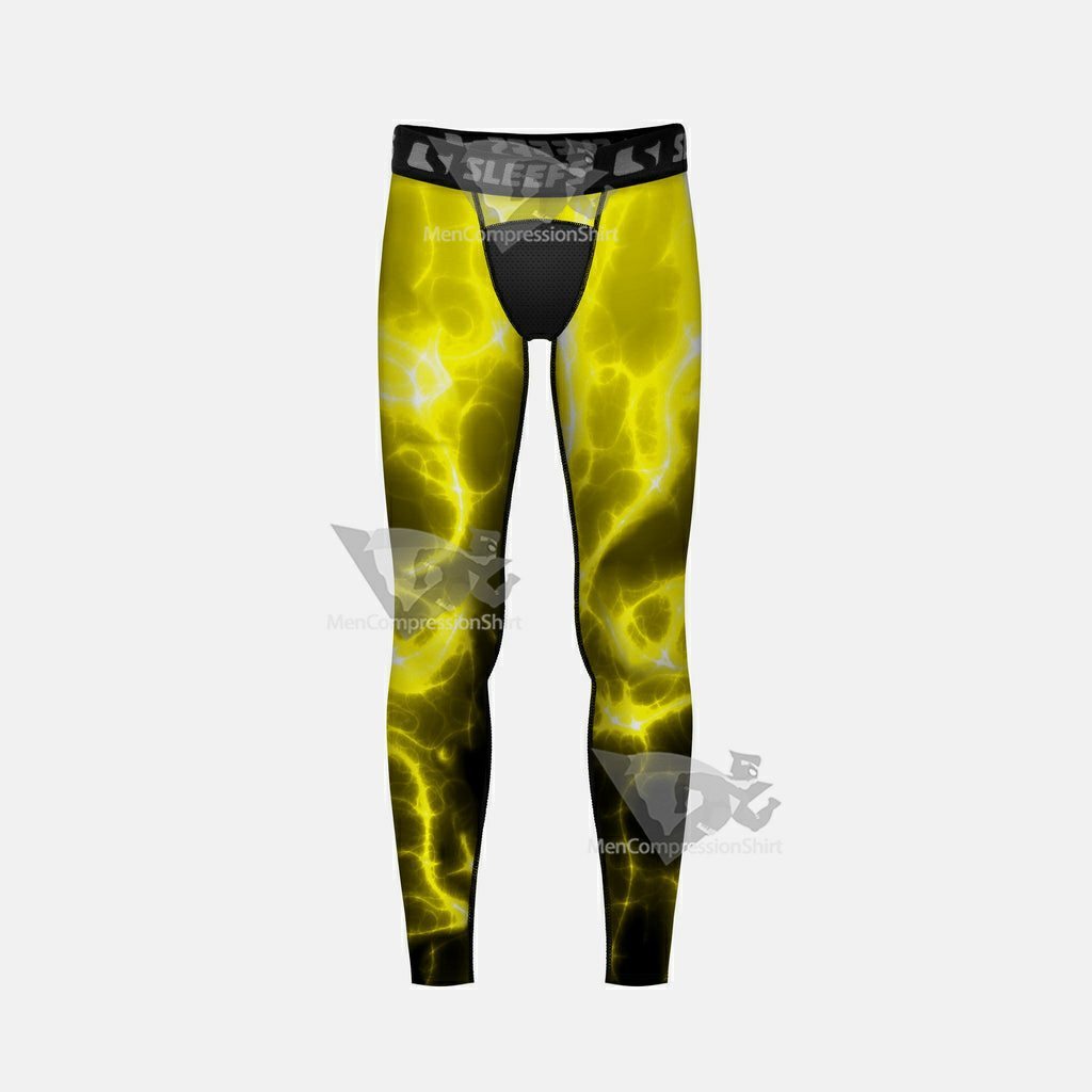 Electric Yellow Kids Compression Tights Leggings