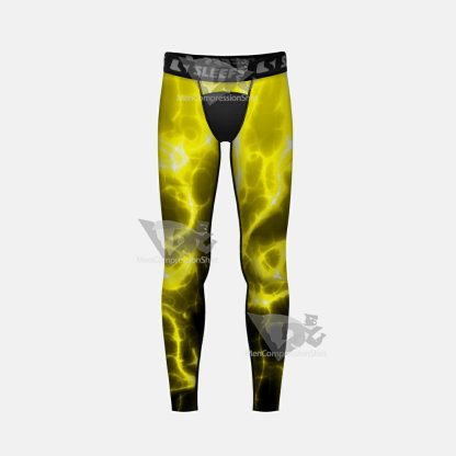 Electric Yellow Kids Compression Tights Leggings