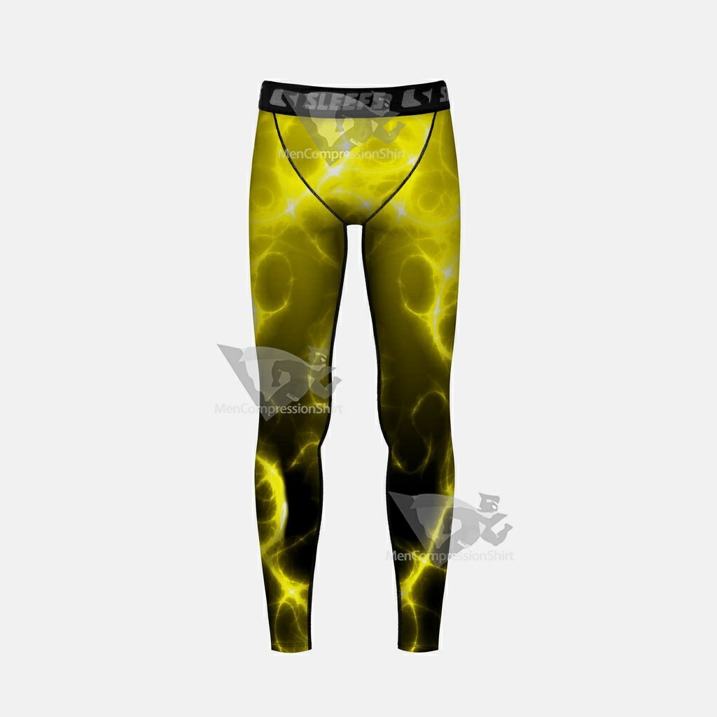Electric Yellow Kids Compression Tights Leggings