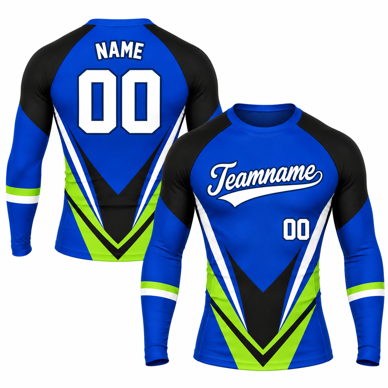 Sharp Chevron Royal Blue Customizable Long Sleeve Compression Shirt