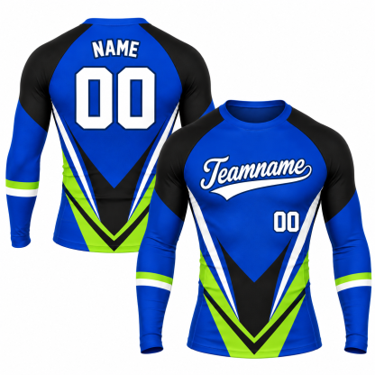 Sharp Chevron Royal Blue Customizable Long Sleeve Compression Shirt