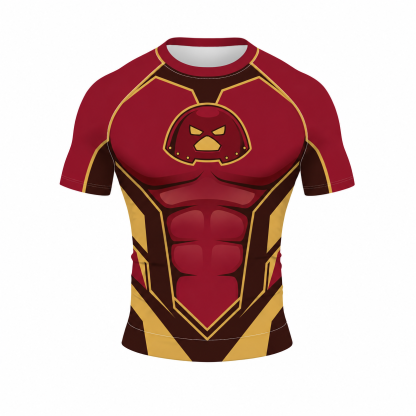 Juggernaut Cain Marko Villain Unstoppable Force Bulky Contours Red Short Sleeve Compression Shirt