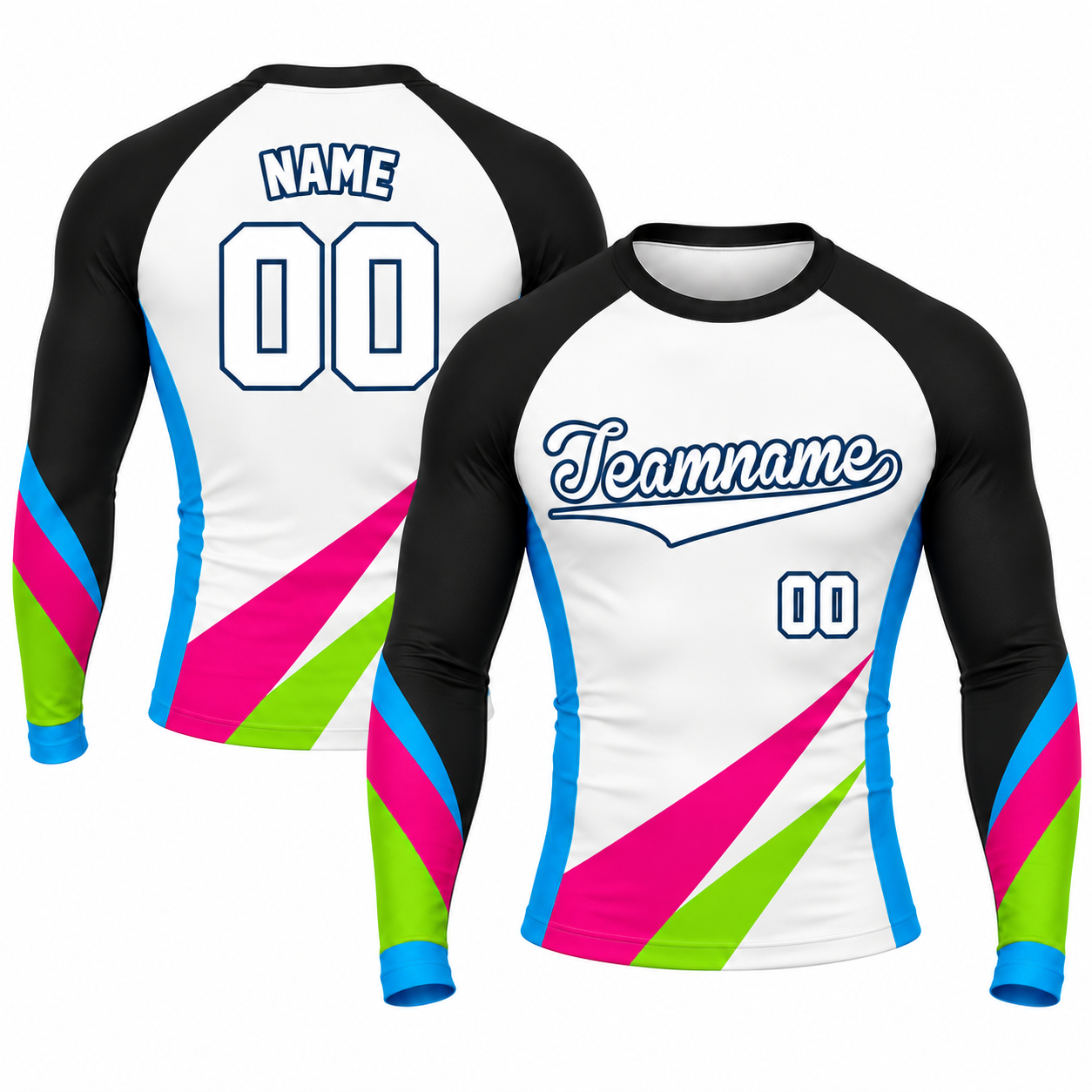 Angular Sash White Customizable Long Sleeve Compression Shirt