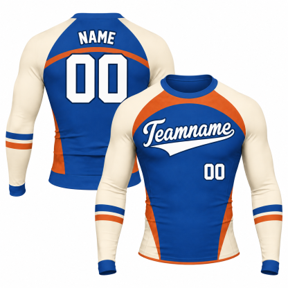 Side Panel Royal Blue Primary White Accent Customizable Long Sleeve Compression Shirt