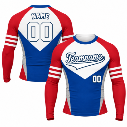 Double Chevron Red Customizable Long Sleeve Compression Shirt