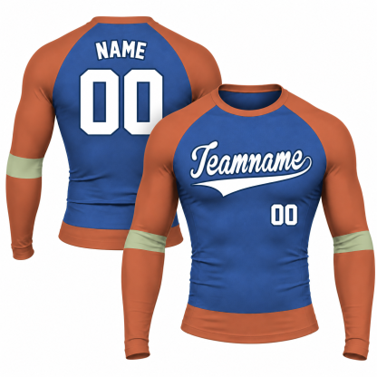Sage Raglan Colorblock Royal Blue Customizable Long Sleeve Compression Shirt