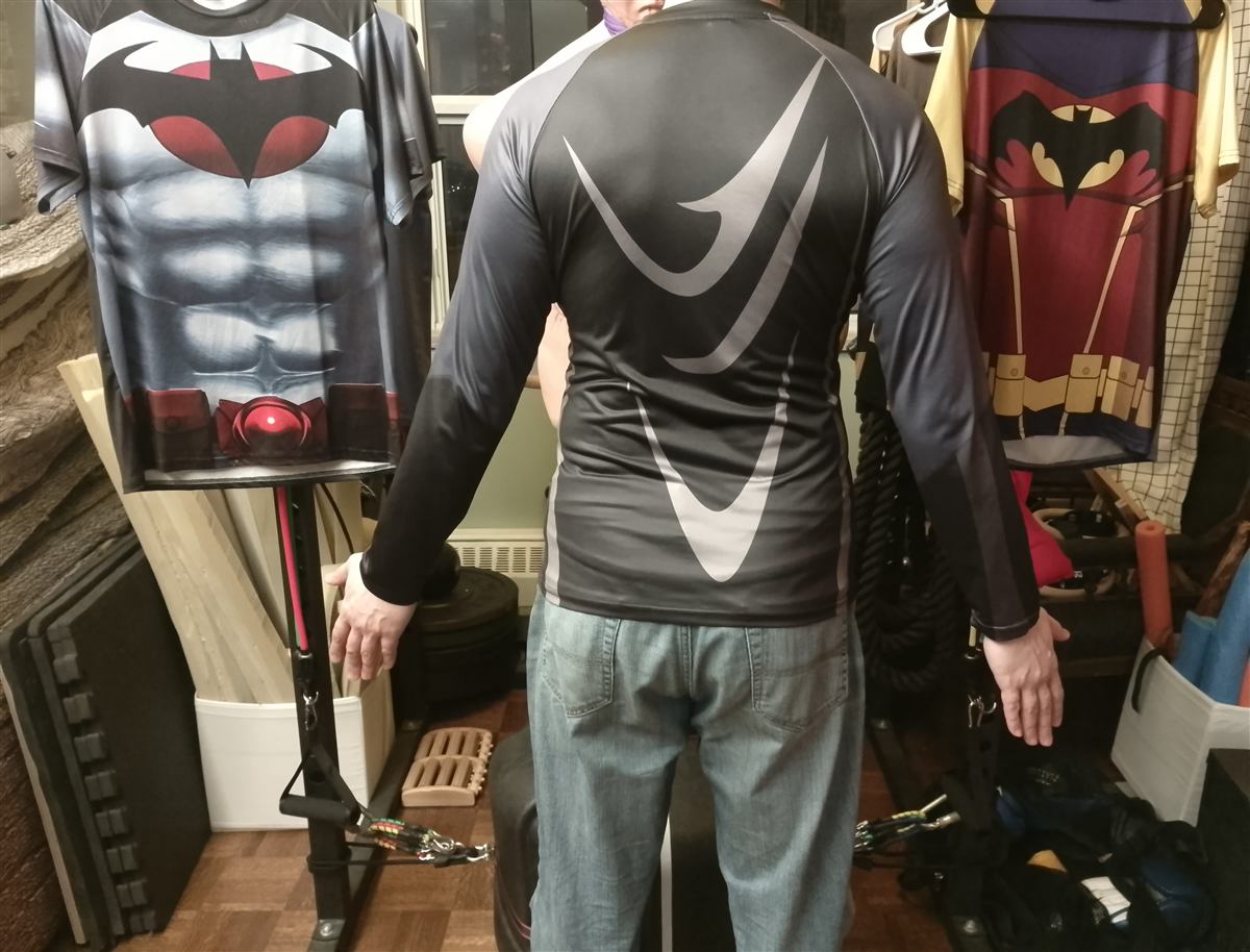 Verified buyer wearing the Batman compression shirt