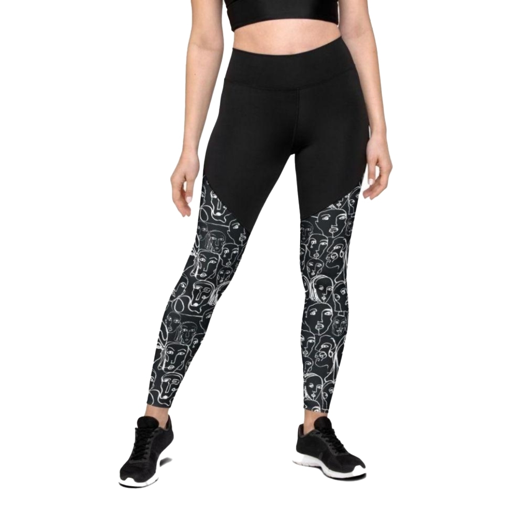 Face Drawing Women Compression Legging