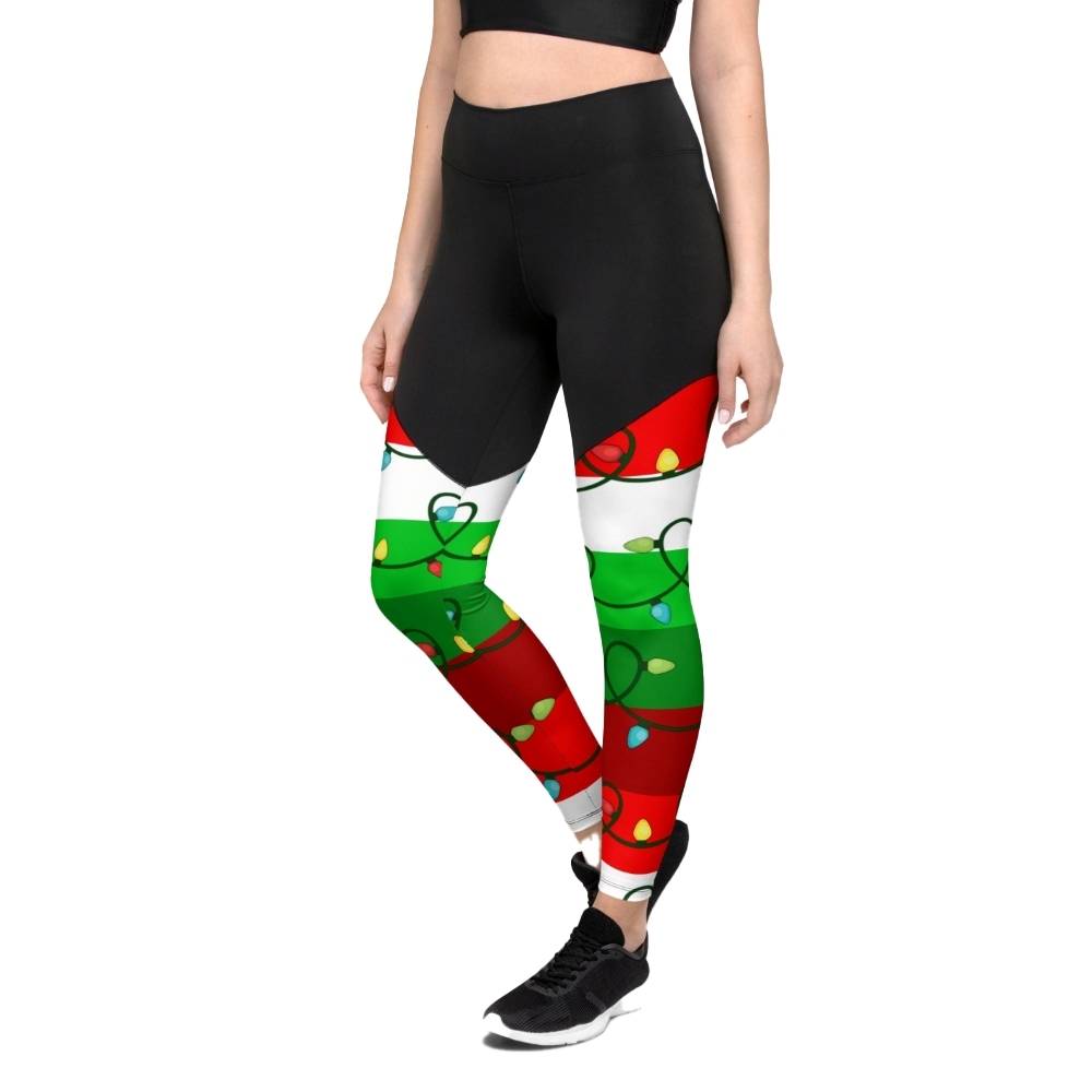 Festive Christmas Lights Women Compression Legging