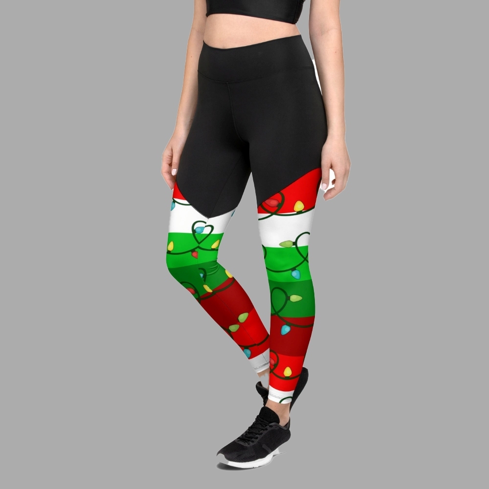 Festive Christmas Lights Women Compression Legging