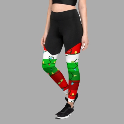 Festive Christmas Lights Women Compression Legging