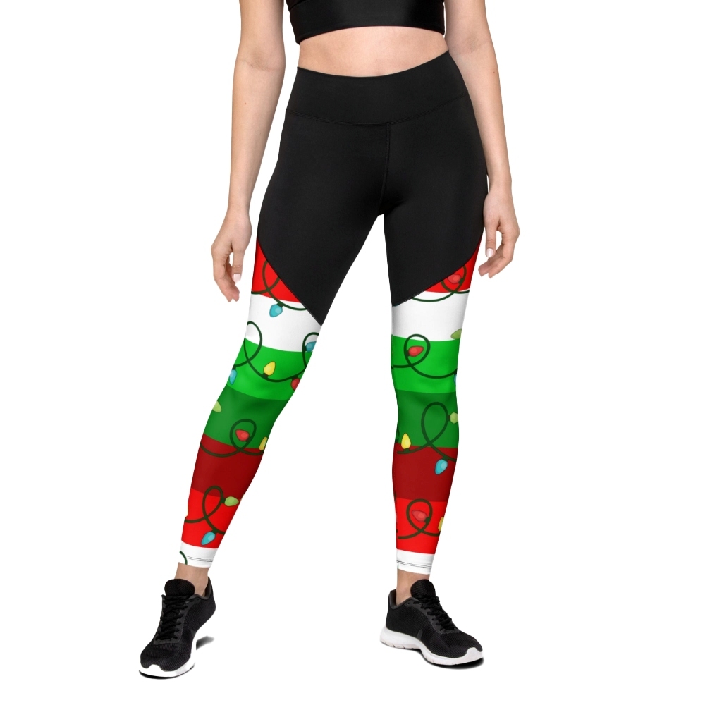 Festive Christmas Lights Women Compression Legging