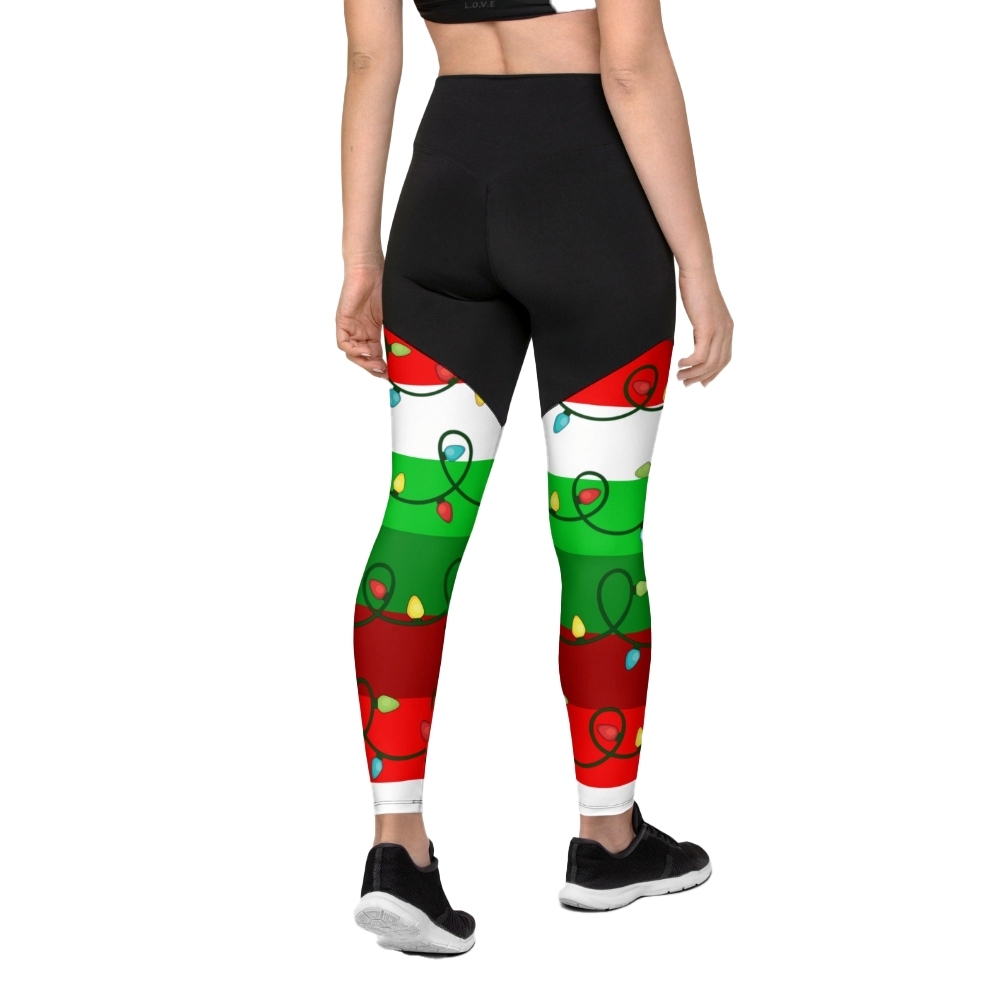 Festive Christmas Lights Women Compression Legging