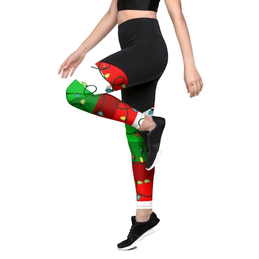 Festive Christmas Lights Women Compression Legging