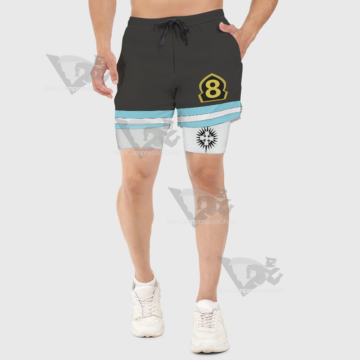 Fire Force Grey Men Compression Gym Short