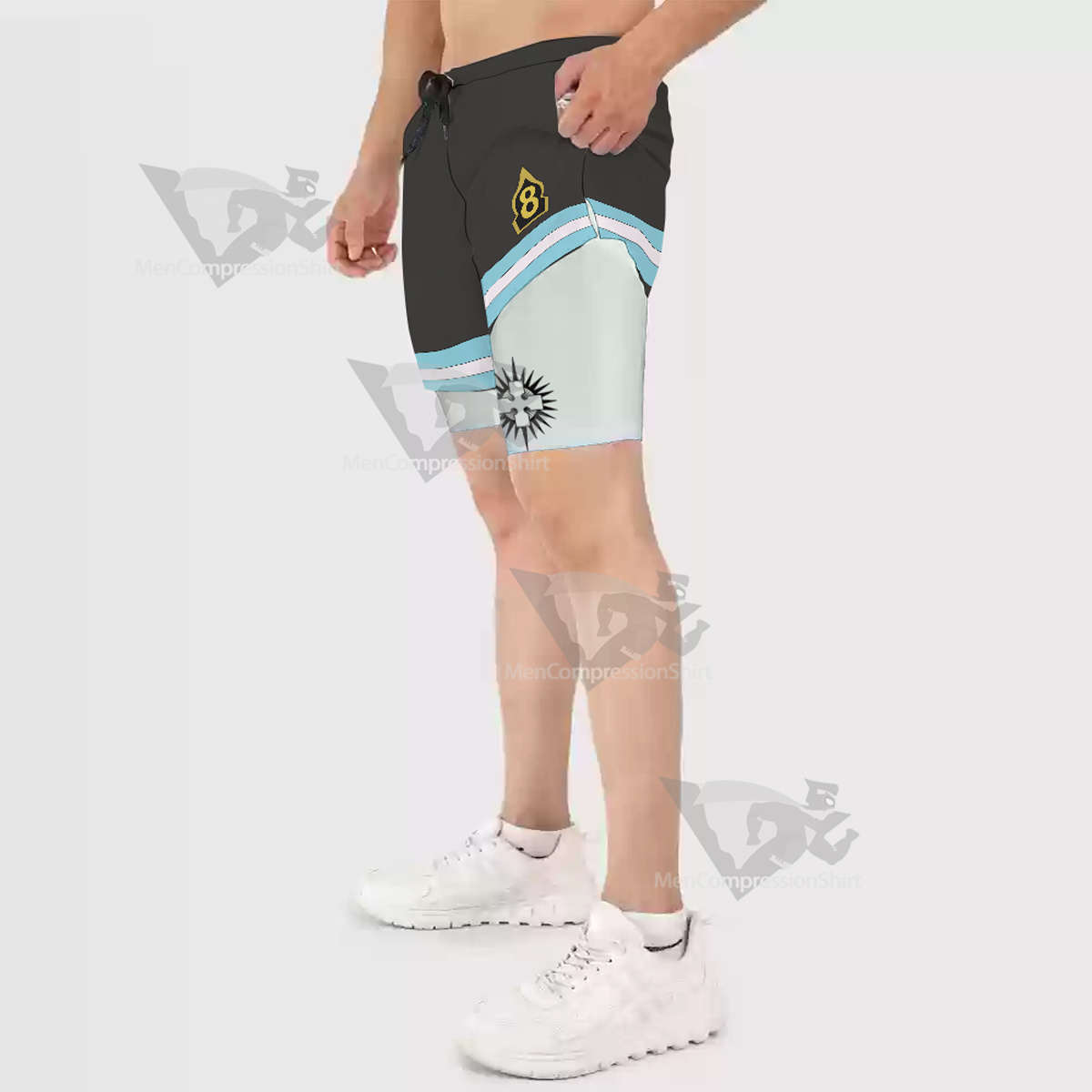 Fire Force Grey Men Compression Gym Short