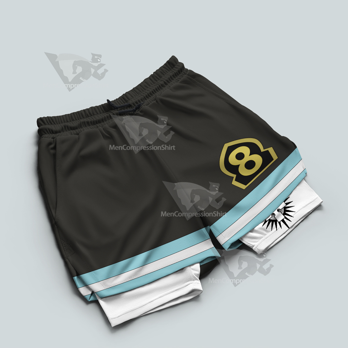 Fire Force Grey Men Compression Gym Short