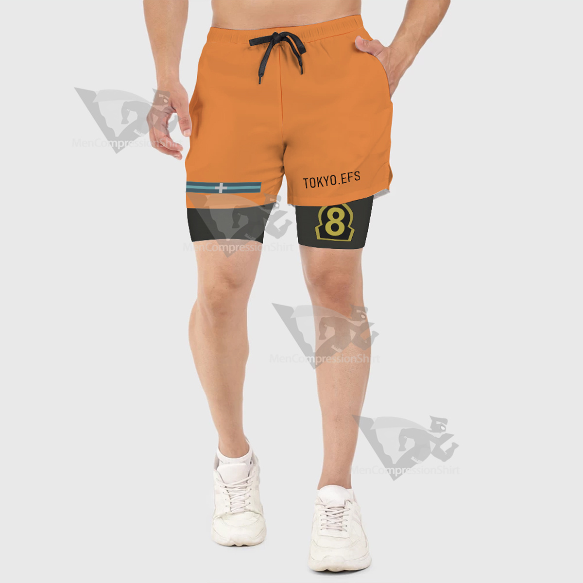 Fire Force Kusakabe Shinra Orange Men Compression Gym Short