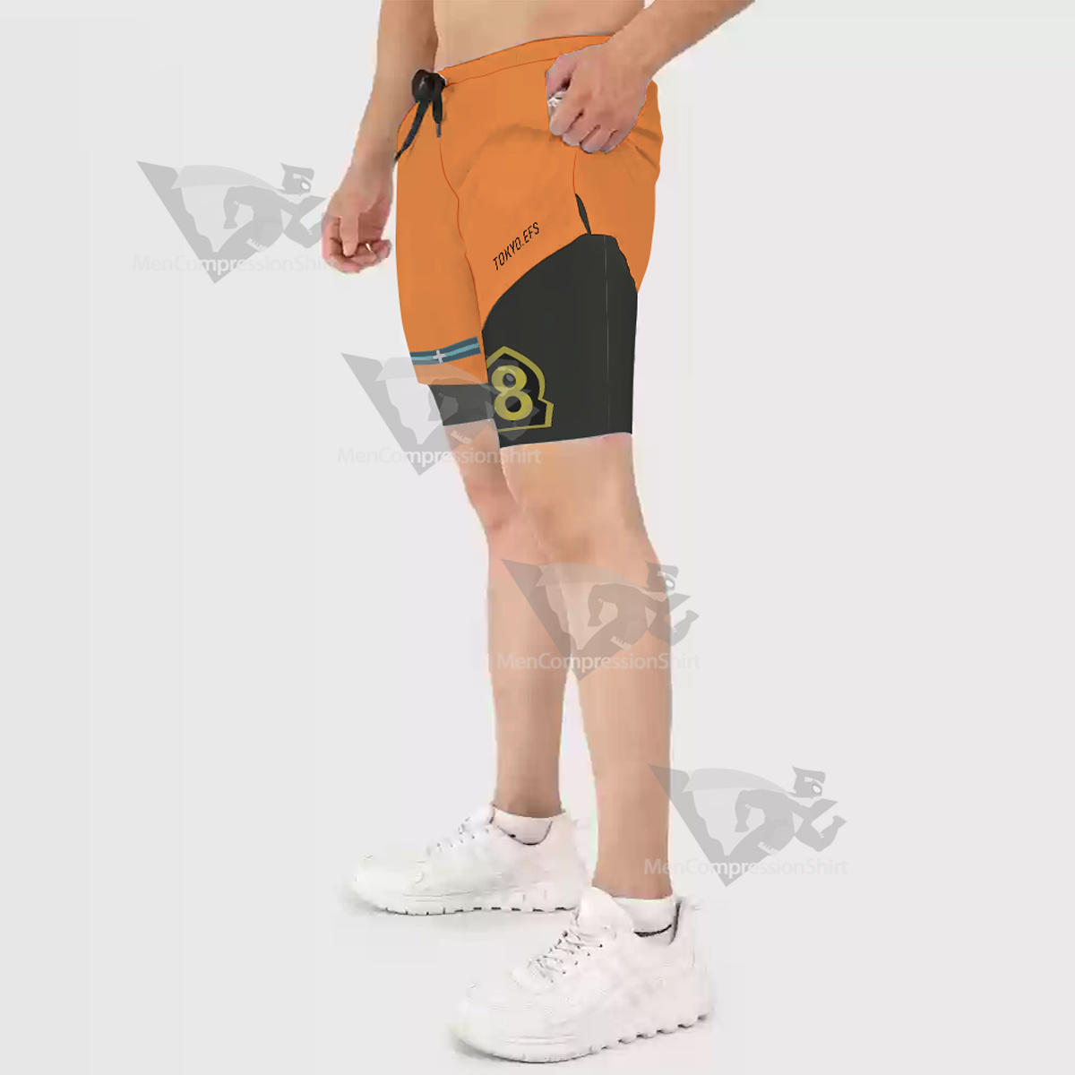 Fire Force Kusakabe Shinra Orange Men Compression Gym Short