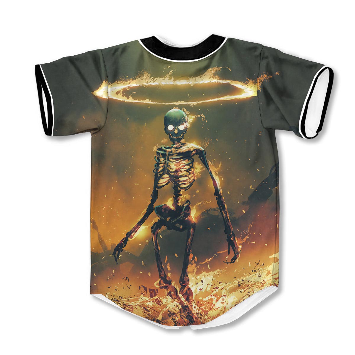 Fire Skeleton 3d Print Full Size Baseball Jerseys