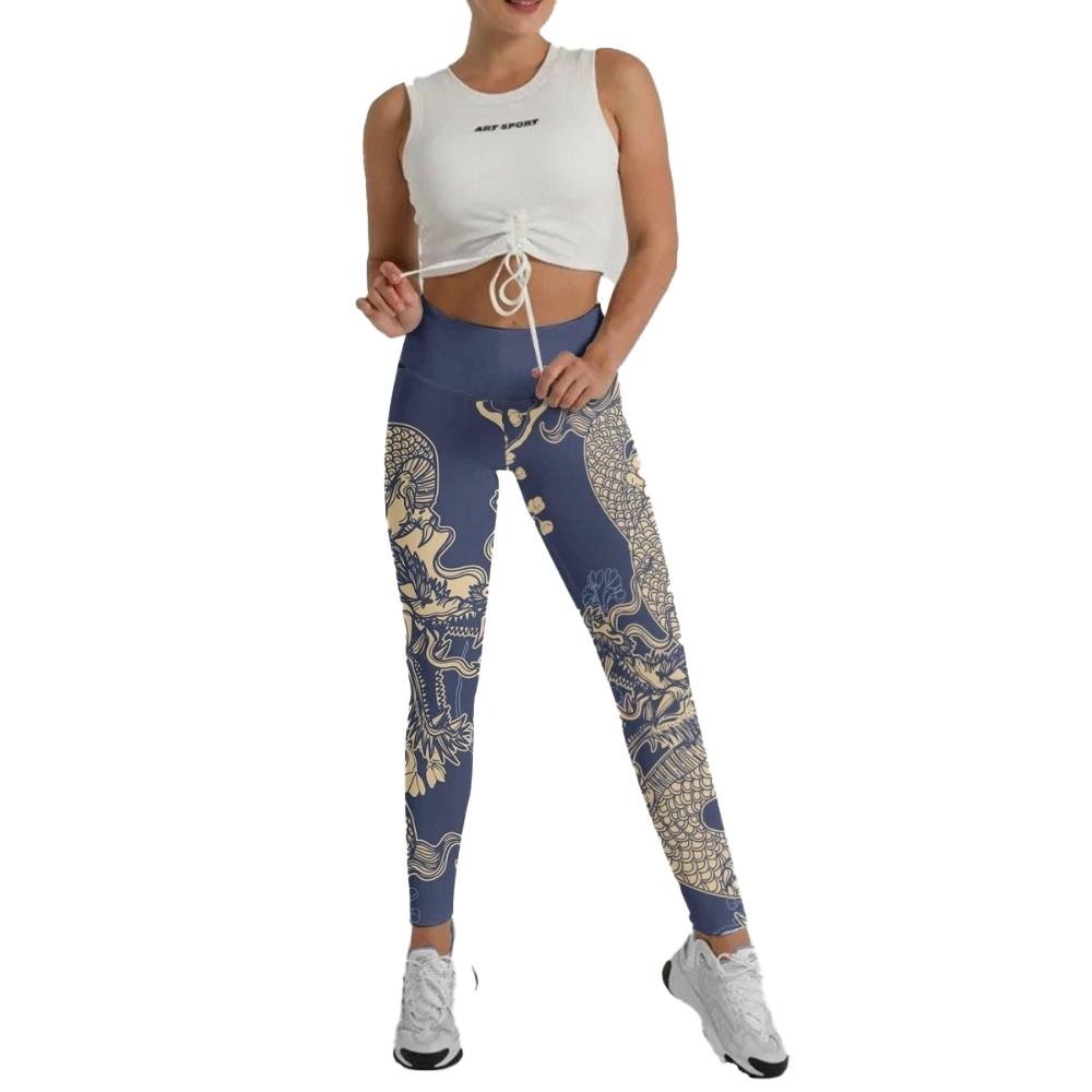 Flower Chinese Dragon Women Compression Legging