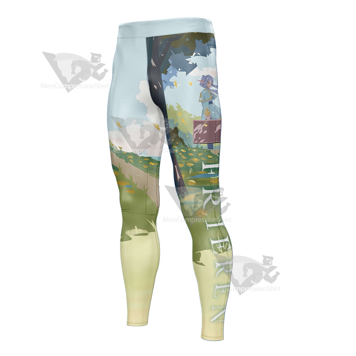 Frieren At The Funeral Color Block Illustration Men Compression Legging
