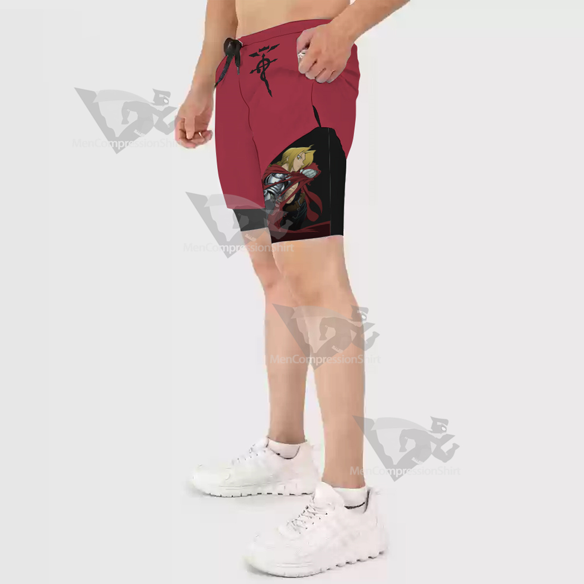 Fullmetal Alchemist Elric Edward Red Men Compression Gym Short