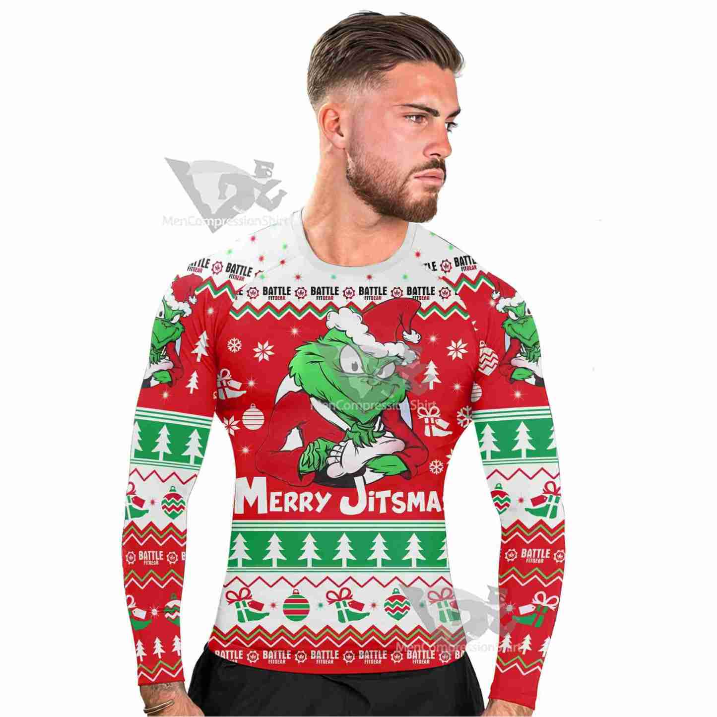 Funny Santa Grinch Long Sleeve Rash Guard