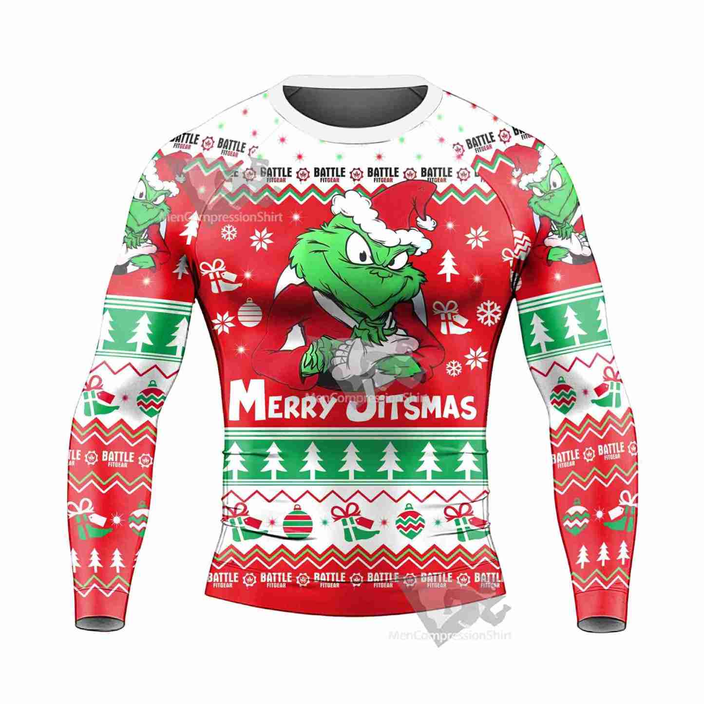 Funny Santa Grinch Long Sleeve Rash Guard