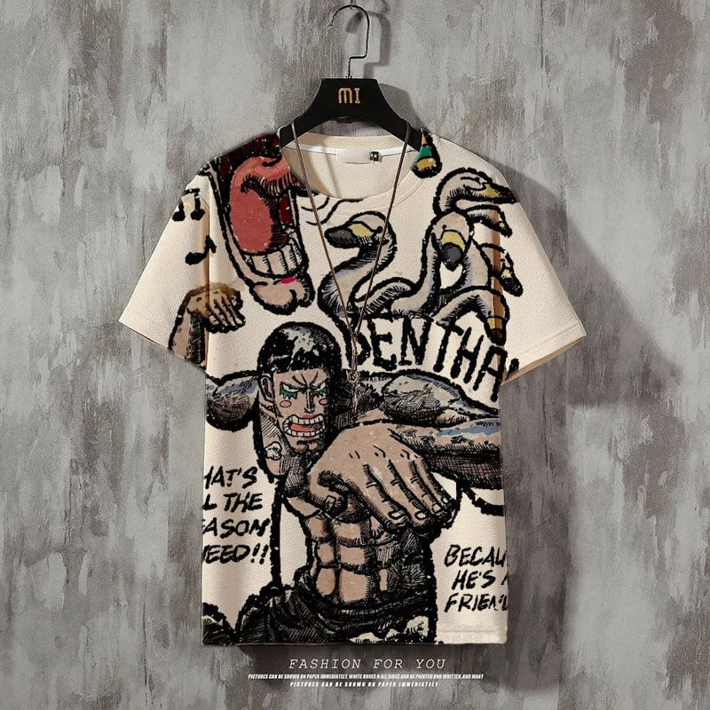 One Piece Print Casual Short Sleeve T-Shirt
