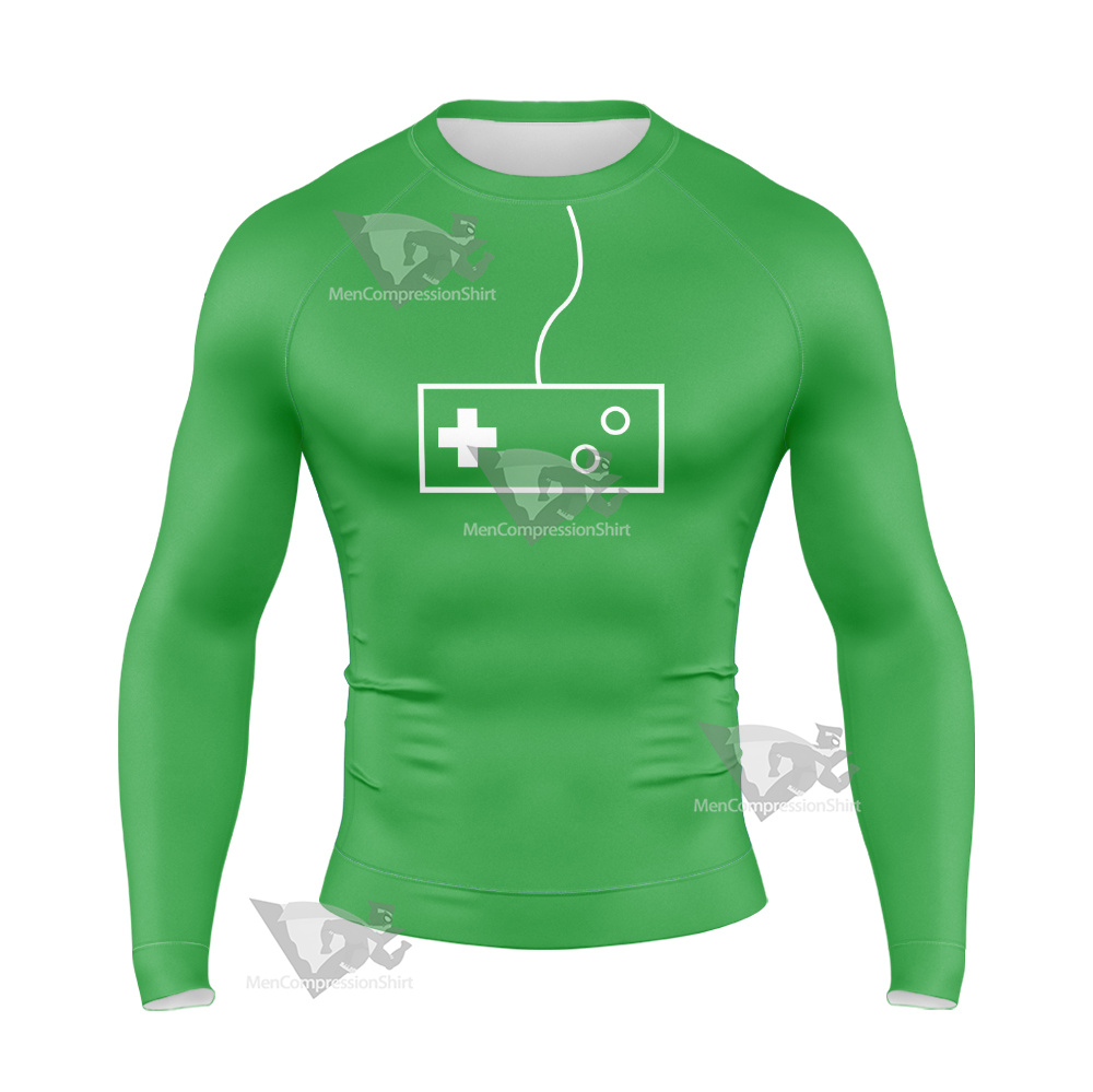 Glitch Techs High Five Green Cosplay Long Sleeve Compression Shirt