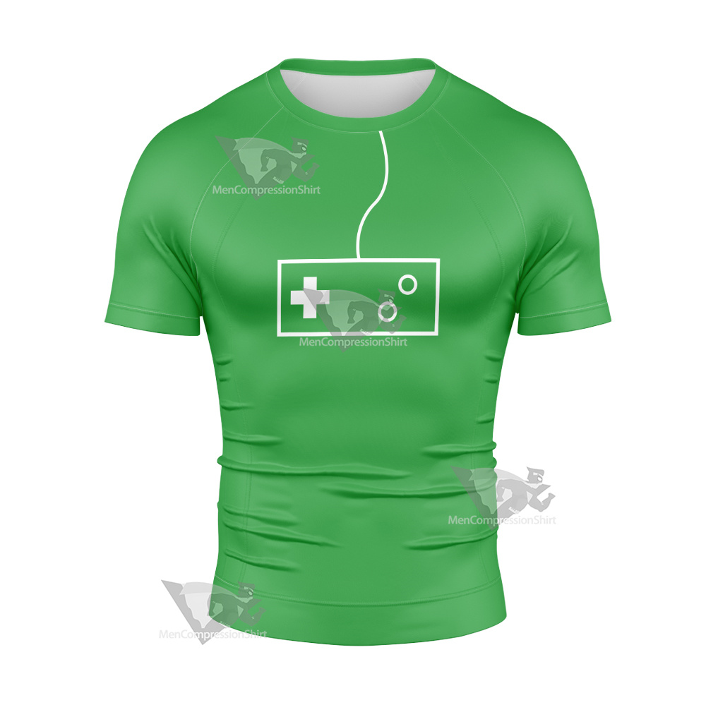 Glitch Techs High Five Green Cosplay Short Sleeve Compression Shirt