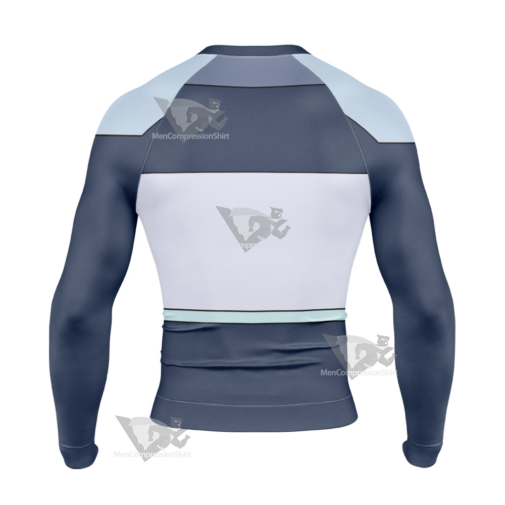 Glitch Techs Mitch Williams Blue Cosplay Long Sleeve Compression Shirt