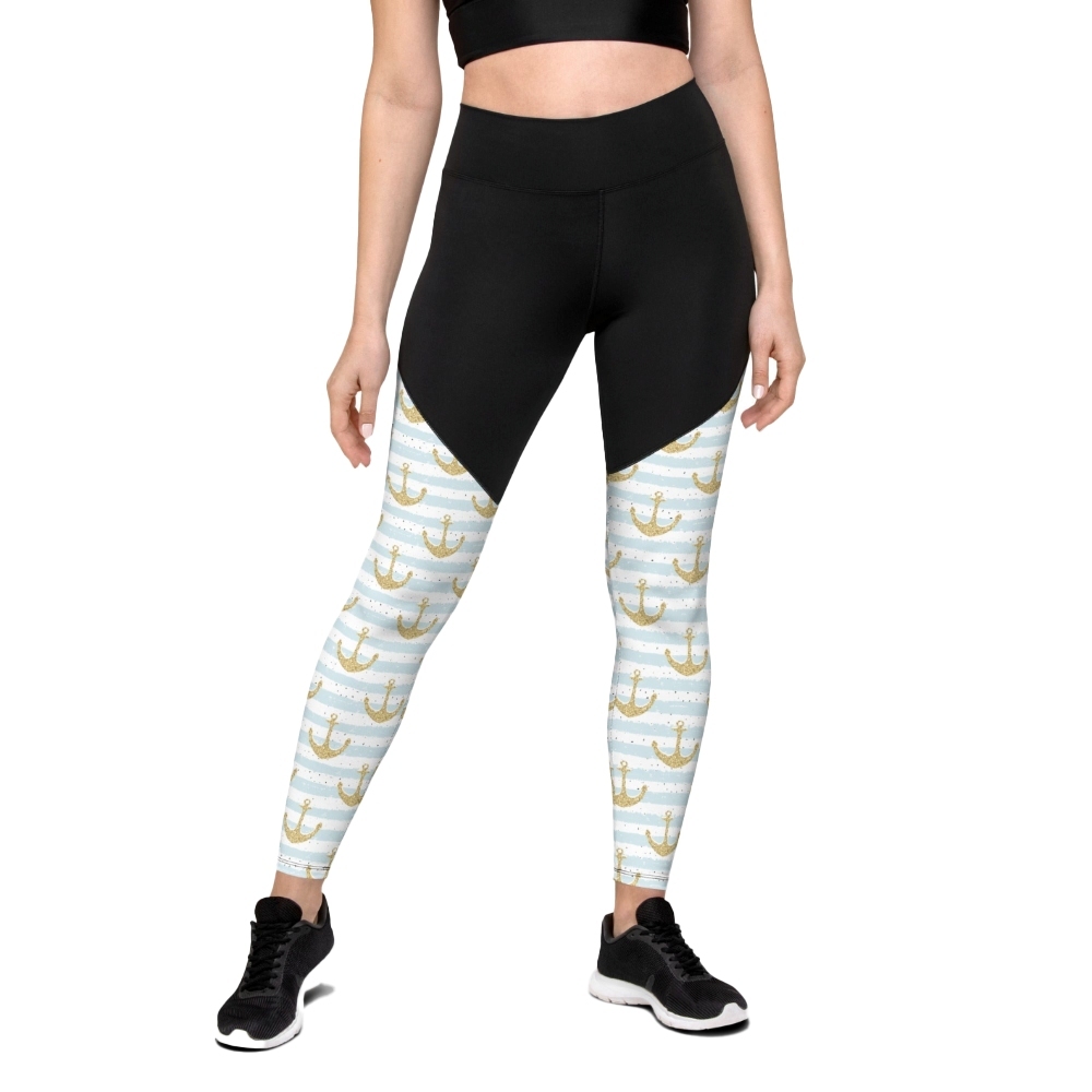 Glittery Anchor Women Compression Legging