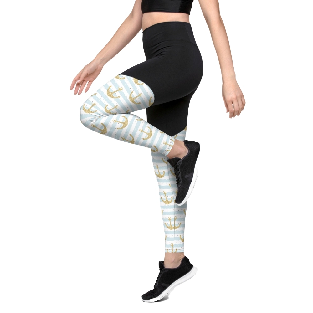 Glittery Anchor Women Compression Legging