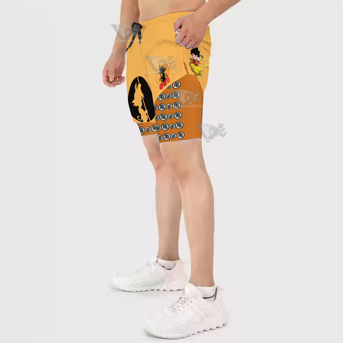 Goku Logo Yellow Men Compression Gym Short