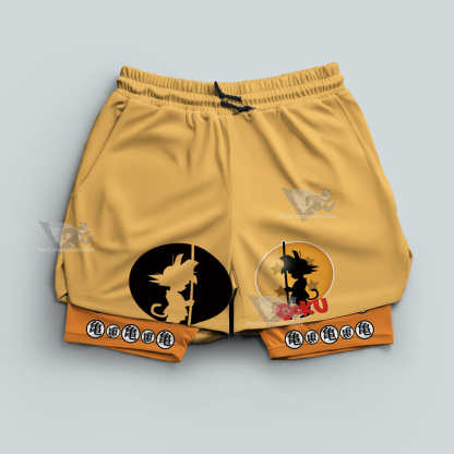 Goku Logo Yellow Men Compression Gym Short