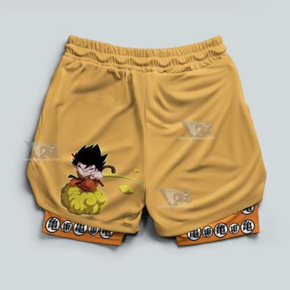 Goku Logo Yellow Men Compression Gym Short