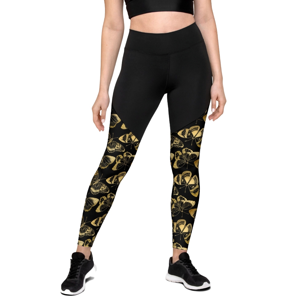 Gold Butterfly Women Compression Legging