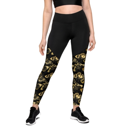 Gold Butterfly Women Compression Legging