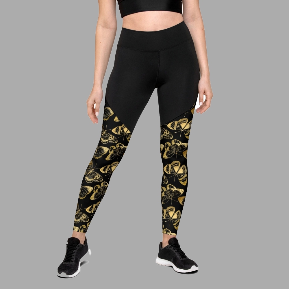 Gold Butterfly Women Compression Legging