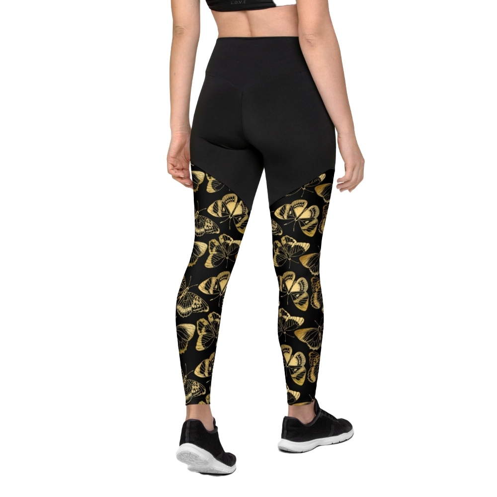 Gold Butterfly Women Compression Legging