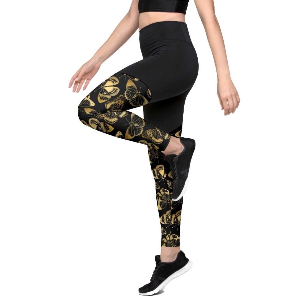 Gold Butterfly Women Compression Legging