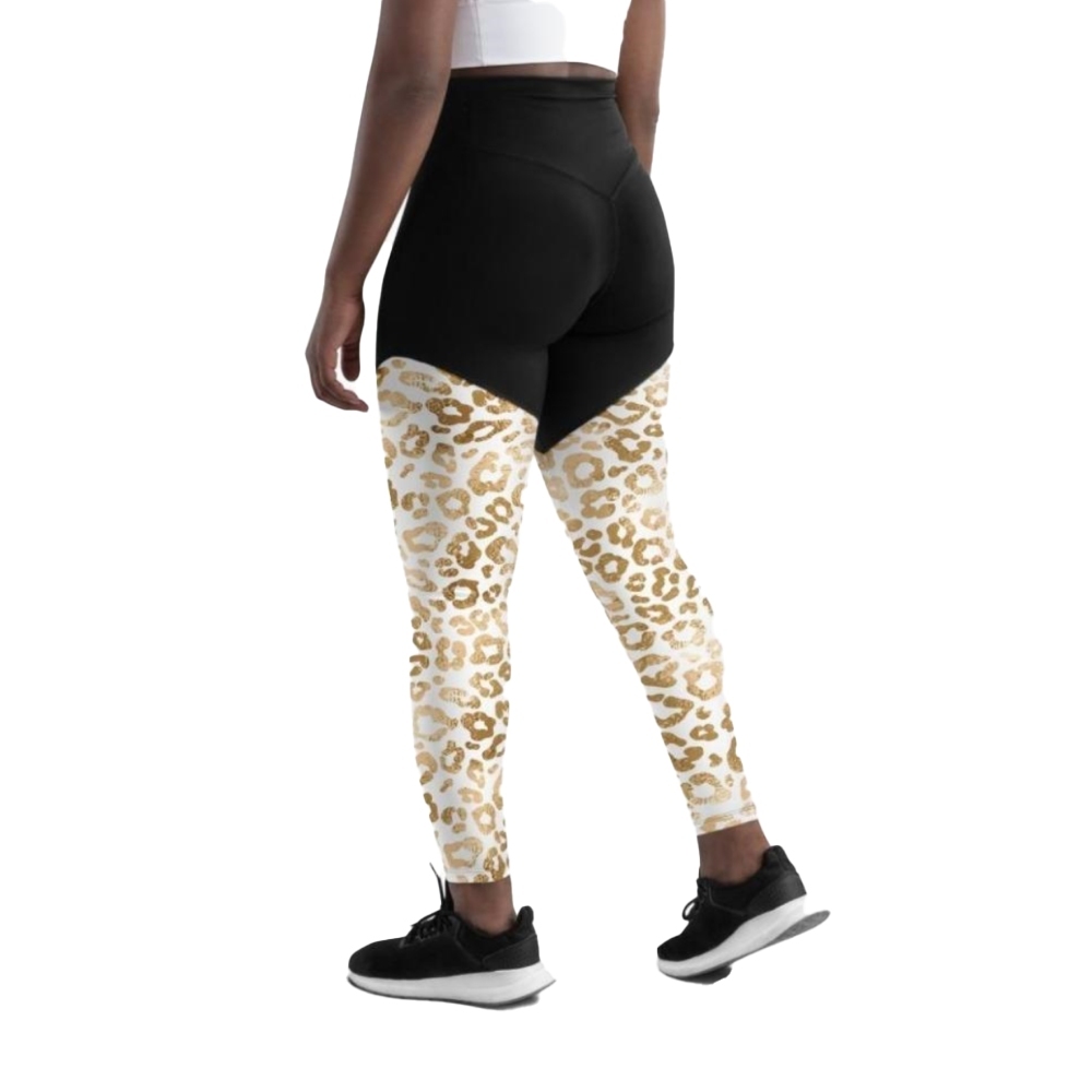 Golden Leopard Print Women Compression Legging