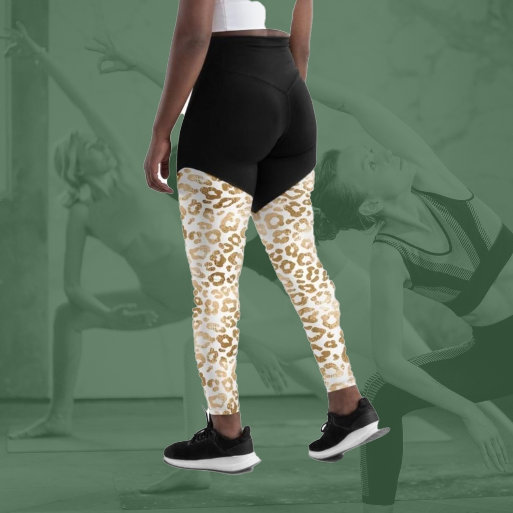 Golden Leopard Print Women Compression Legging