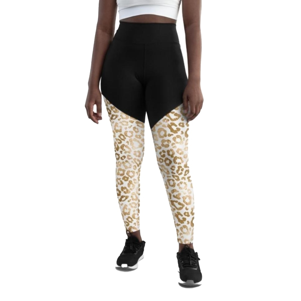 Golden Leopard Print Women Compression Legging