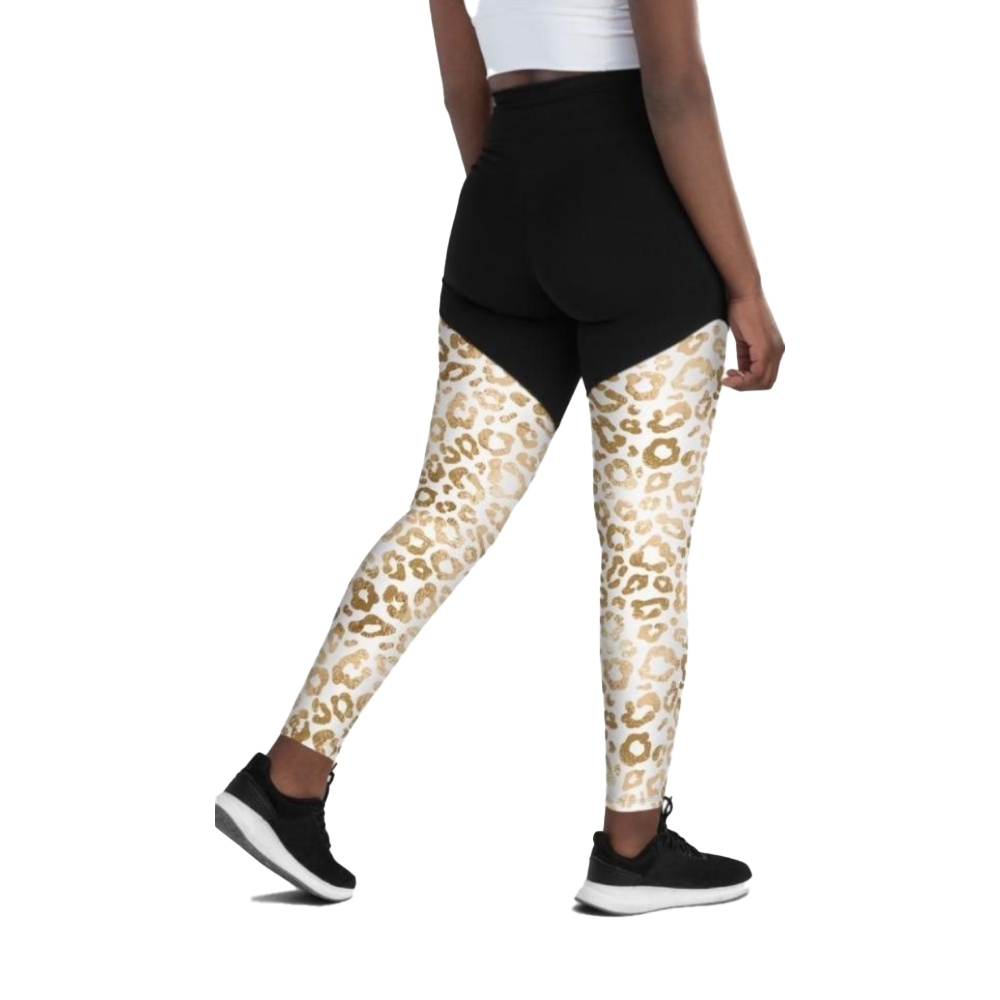Golden Leopard Print Women Compression Legging
