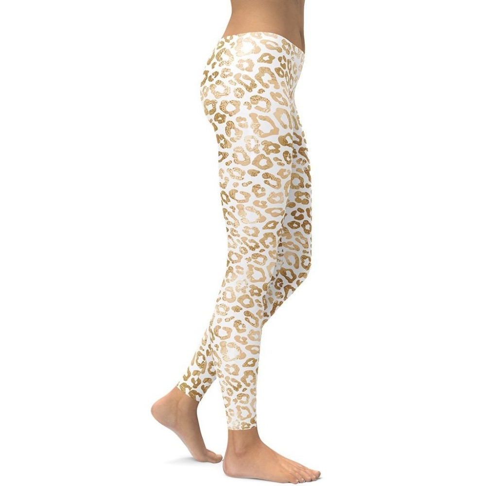 Golden Leopard Print Women Compression Legging